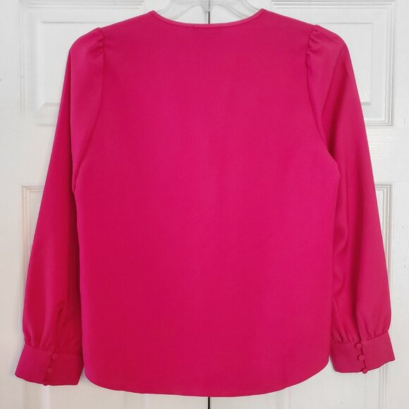 J. Crew Satin Long Sleeve Ruffle Front Crepe Top - Picture 4 of 8